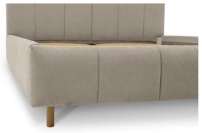 Letto matrimoniale imbottito beige con doghe in legno 160x200 cm Zee - Scandic