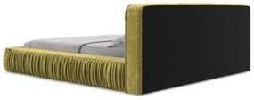 Letto matrimoniale imbottito giallo con contenitore e rete inclusi 160x200 cm Keoni – Makamii
