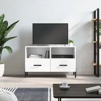 Mobile Porta TV Bianco Lucido 80x36x50 cm in Legno Multistrato 828982