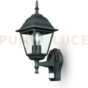 Applique up roma nera 1 luce attacco e27 ip44 con sensore 14,6x19,5...