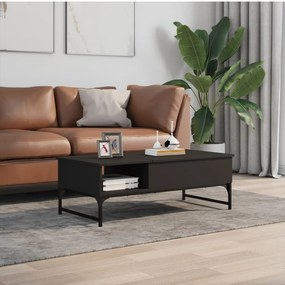 Tavolino salotto nero 100x50x35 cm legno multistrato e metallo