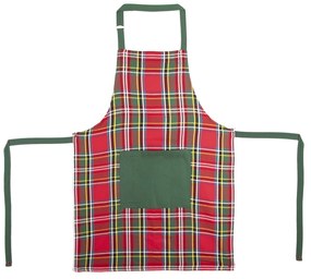 Grembiule tartan rosso con tasca