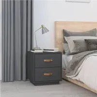 Comodino Grigio 40x34x45 cm in Legno Massello di Pino cod mxl 29899