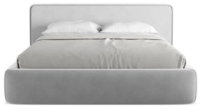 Letto matrimoniale imbottito grigio con contenitore con griglia 160x200 cm Kiana - Makamii