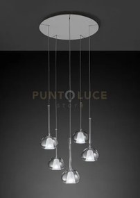Beba lampadario a sospensione 5 luci vetri piccoli trasparenti d.15...
