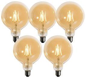 Set di 5 Lampadina LED dimmerabile E27 oro G125 4,9W 450lm 2200K