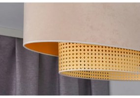 Duolla - Lampadario a sospensione con filo DOUBLE OVAL RATTAN 2xE27/15W/230V color crema/rattan