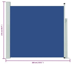 Tenda Laterale Retrattile per Patio 170x300 cm Blu