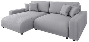 Divano letto in velluto a coste grigio chiaro (penisola variabile) Sara - Ropez