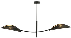 Sospensione Nordica 2 Luci Ares In Acciaio Nero Oro Bracci Regolabili