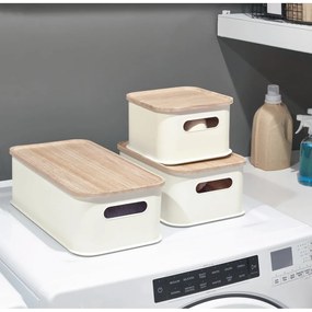 Scatola portaoggetti bianca con coperchio in paulownia Legno manico, 21,3 x 43 cm Eco - iDesign