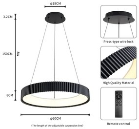 Brilagi - Lampada a sospensione dimmerabile LED su cavo FALCON MODERN LED/54W/230V 60 cm nera + telecomando