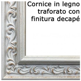 Art Maiora Capezzale con Sacra Famiglia "Abbraccio" 110x65 Cornice in legno traforato con finitura decapè