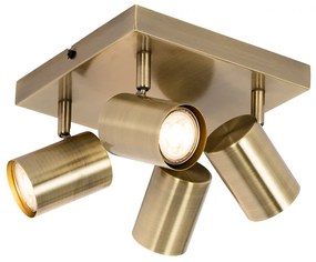 Plafoniera moderna bronzo 4 luci orientabili rettangolare - Jeana