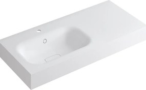 Lavabo a incasso rettangolare vasca a sinistra L 100.5 x H 15 x P 46 cm in resina bianco lucido