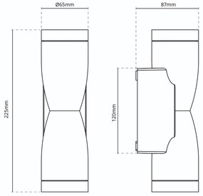 Applique Conica a Clessidra Bidirezionale, IP65 GU10 - Grigia Colore del corpo Grigio