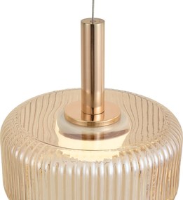 Lampada a sospensione di design oro rosa con vetro ambrato incl. LED dimmerabile a 3 fasi 5 luci Easylift - Fiera
