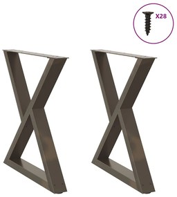 Gambe Per Tavolo Da Pranzo 2pz Naturale 70x(72-73,3)cm Acciaio /
