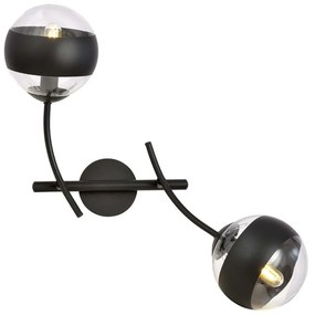 Applique Contemporaneo Oceano Acciaio Nero 2 Luci E14 Ip20