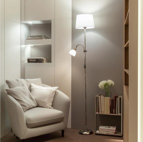 Brilagi - Lampada da terra CERIA 2 in 1 1xE27/100W/230V + 1xE14/25W cromo opaco/bianco