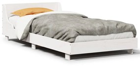 Letto Senza Materasso Bianco 90x190 Cm İn Legno Massello Pino /