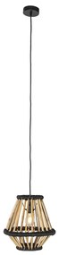 Lampada a sospensione orientale bambù con nero 32 cm - Evalin