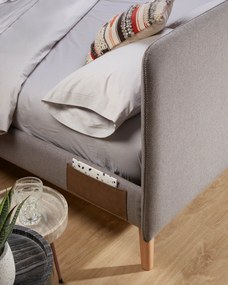 Kave Home - Letto Dyla sfoderabile grigio, con gambe in faggio massiccio per materasso da 160 x 200 cm