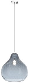 Lampadario Contemporaneo Dress Metallo Cromo Vetro Grande Blu 1 Luce E27