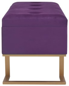 Panca con vano portaoggetti 105 cm viola in velluto