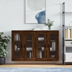 Armadietti A Parete 2 Pz Rovere Marrone İn Legno Multistrato /