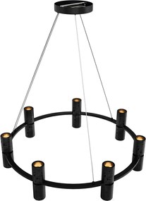 Lampadario Circolare a Sospensione 14xGU11 in Pietra Nera