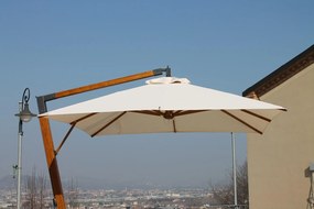 Ombrellone da Giardino Decentrato 3x3m in Legno Telo in Acrilico Danieli San Francisco Ecrù...