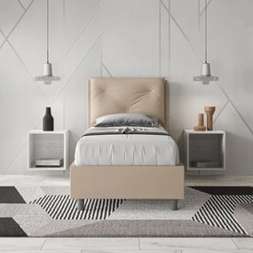 Letto singolo contenitore imbottito 80x200 similpelle tortora Appia