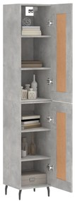 Credenza grigio cemento 34,5x34x180 cm in legno multistrato