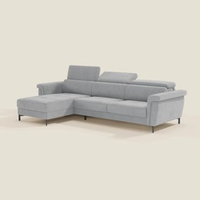 Capri Divano letto angolare con penisola contenitore e poggiatesta reclinabili - elegante tessuto smacchiabile T30