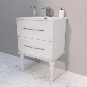 Mobile sottolavabo e lavabo Tiffany per vasca centrale bco opaco L 60 x P 46 cm 2 cassetti