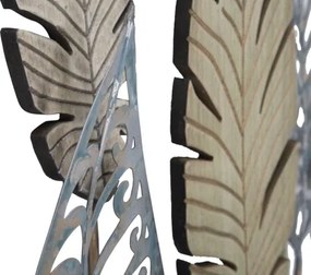 Pannello Decorativo In Ferro E Legno Foglie 75x2,5x87 Cm Oro E Argento Ver.C