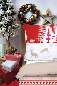 Lenzuola in cotone premium rosse con motivo foresta di neve Rozměr: 140x200 cm | 70x80 cm