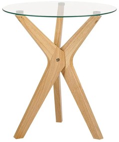 Tavolino vetro temperato e legno chiaro ⌀ 45 cm VALLEY Beliani