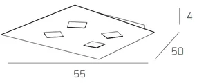 Plafoniera Moderna Note Metallo Bianco 4 Luci Gx53 55Cm