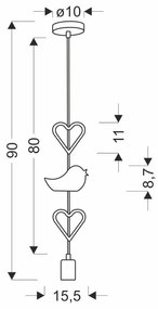 Lampada per bambini bianca e rosa con paralume in metallo Single - Candellux Lighting