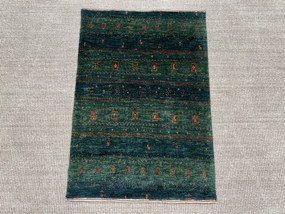 Loribaft Tappeto persiano 90x60 Verde (Iran) Annodato A Mano