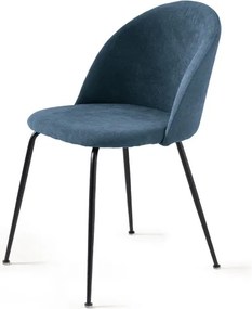 Sedia da pranzo in tessuto Blu e gambe metallo Nero - KAREN 2 sedie