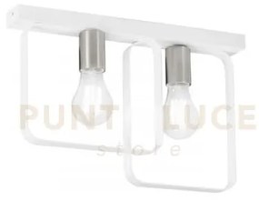 Plafoniera smith bianca e nickel 2 luci attacco e27 41,5x5x27cm in ...