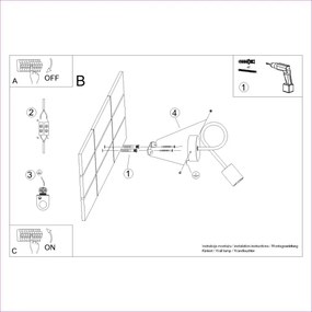 Sollux SL.1476 - Applique EMBER 1xE27/15W/230V nero/beige/faggio