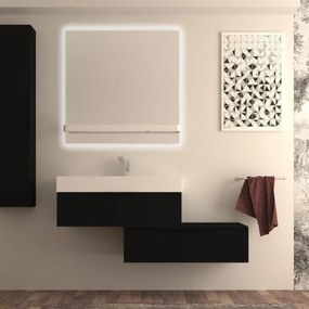 Mobile da bagno sotto lavabo BADEN HAUS Modula nero laccato opaco L 90 x H 25 x P 44 cm 1 cassetto, lavabo non incluso