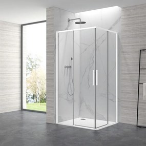 Kamalu - Box doccia 80x100cm angolare porte scorrevoli finitura bianca| KLA1000W