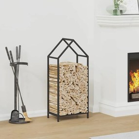 Rastrelliera Per Legna Da Ardere Nera 40x25x90 Cm /