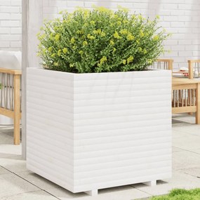 Fioriera Da Giardino Bianca 70x70x72,5cm Legno Massello Di Pino /