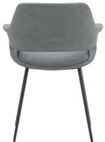 Set di sedie EMBAJADORES in similpelle grigio e gambe in metallo nero, con braccioli